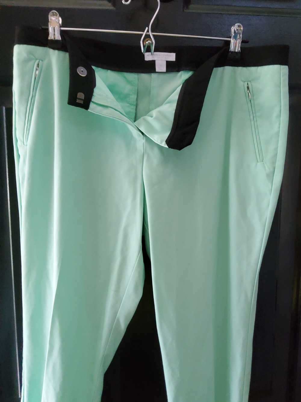 NY&Co Mint Green Women's Dress Pants with Black Waistband Sz 12